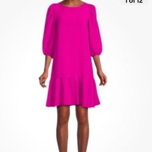 DKNY Fuchsia Mini Dress with 3/4 Balloon Sleeves sz 2 GUC pink party fun